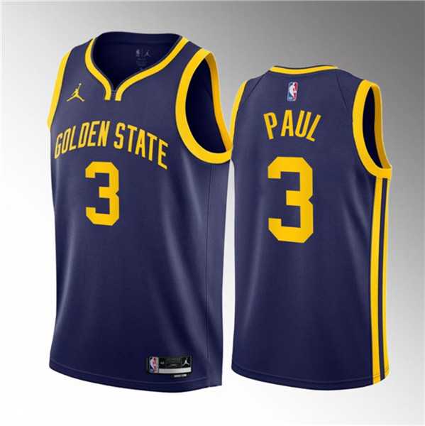 Men's Golden State Warriors #3 Chris Paul Navy Statement Edition Stitched Basketball Jersey Dzhi